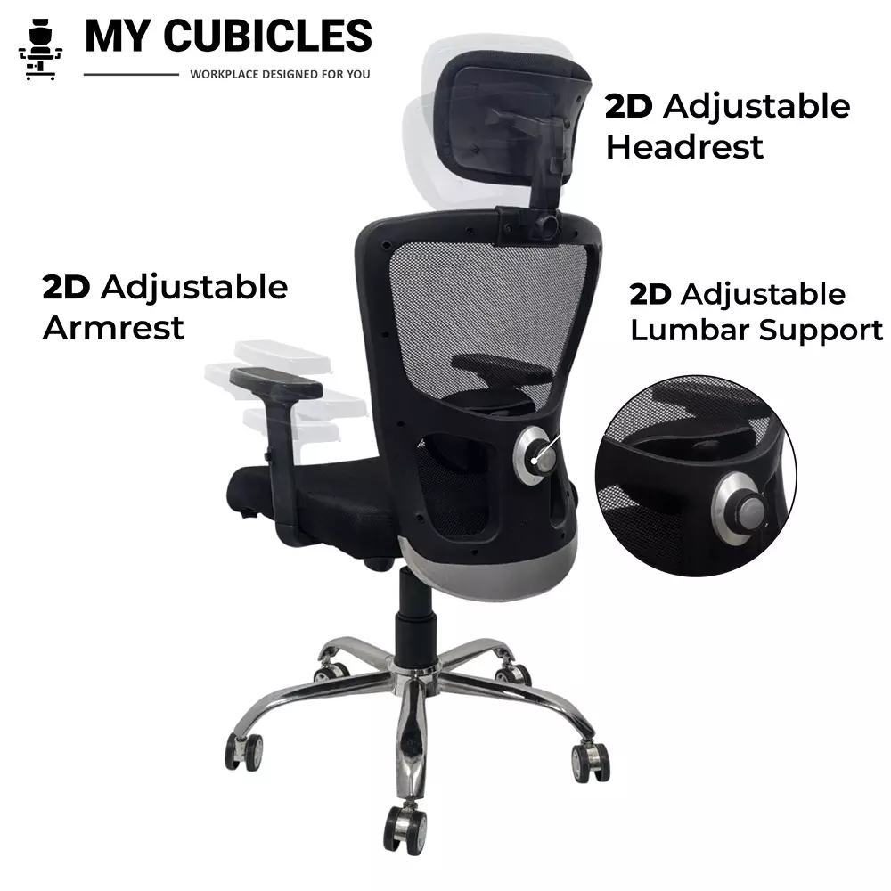 MY CUBICLES Majesty Executive Office Chair High Back Polyurethane Foam Weight Capacity Upto 115 Kg Black, MC0092