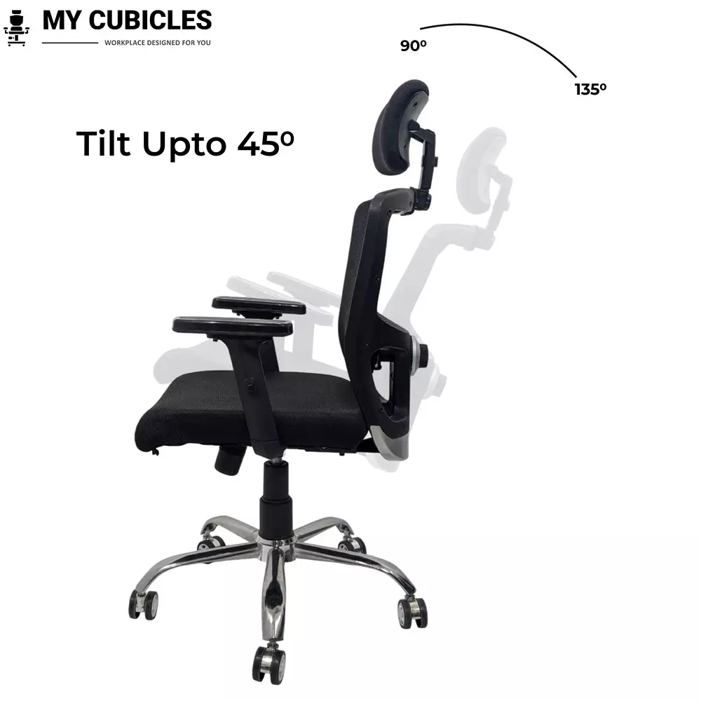 MY CUBICLES Majesty Executive Office Chair High Back Polyurethane Foam Weight Capacity Upto 115 Kg Black, MC0092