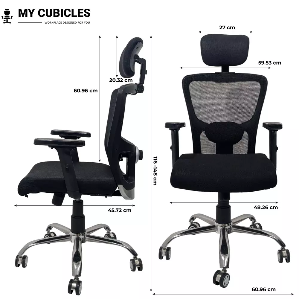 MY CUBICLES Majesty Executive Office Chair High Back Polyurethane Foam Weight Capacity Upto 115 Kg Black, MC0092