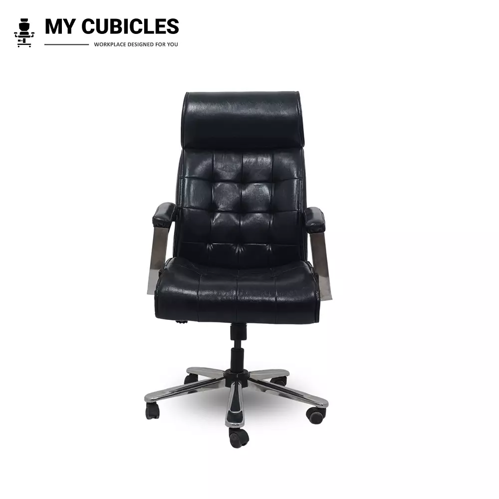 MY CUBICLES Auctor Executive Boss Chair High Back Polyurethane Foam Weight Capacity Upto 120 Kg Black, MC0080