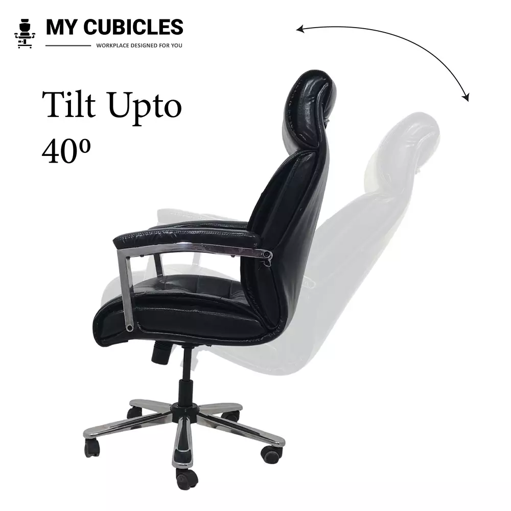 MY CUBICLES Auctor Executive Boss Chair High Back Polyurethane Foam Weight Capacity Upto 120 Kg Black, MC0080