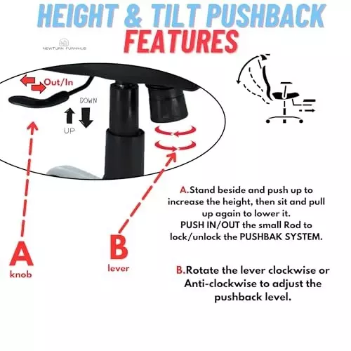 NEWTURN Boom Revolving Mid Back Arm Rest Office Chair Synthetic Fiber Black Chrome Finish for Office, Home & School Use