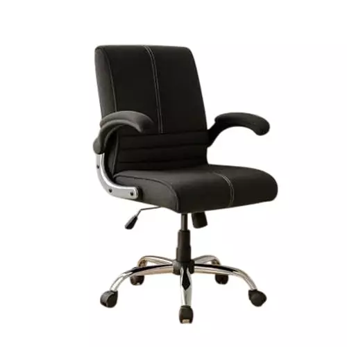 NEWTURN Maxson Revolving Office Chair Mid Back Standard Size Metal Material 5 Wheel Revolving Jute Forest Black