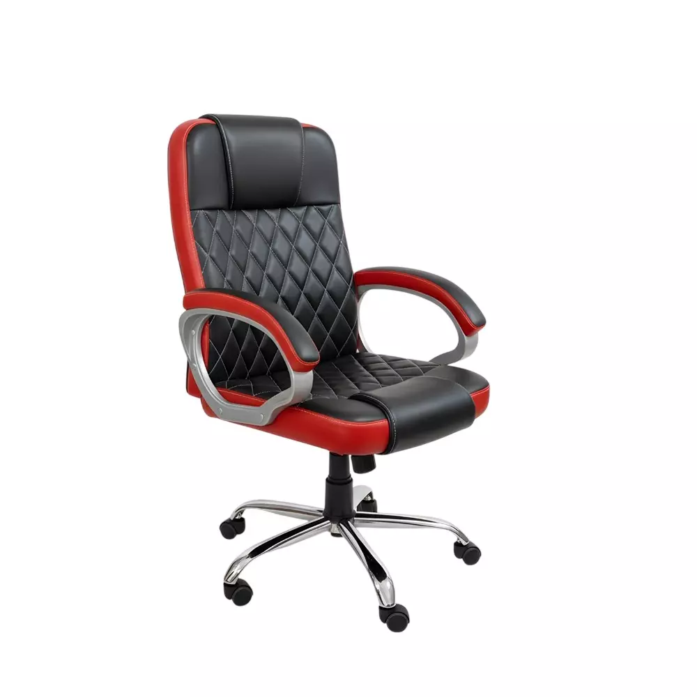 Activa Kohinoor Executive Office Chair with Cushioned Seat & Arm Rest High Back Upholstered Leather Red & Black for Home, Gaming & Office Use
