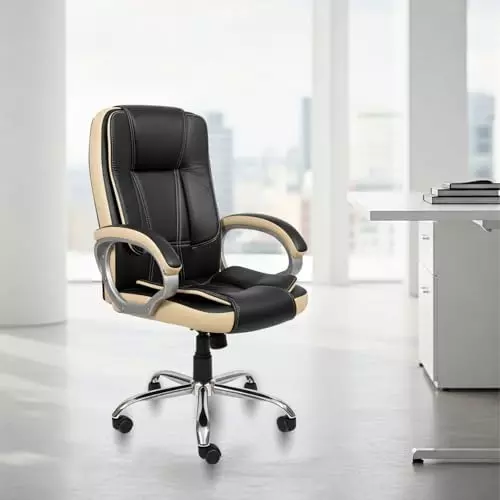 activa-venture-ergonomic-office-chair-with-arm-rest-high-back-leatherette-pu-foam-black-beige-for-home-office-use