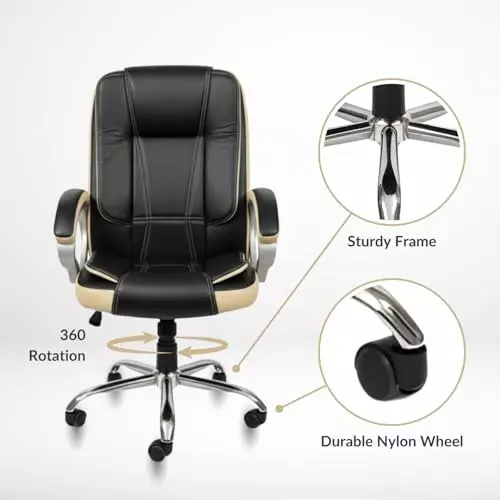 activa-venture-ergonomic-office-chair-with-arm-rest-high-back-leatherette-pu-foam-black-beige-for-home-office-use
