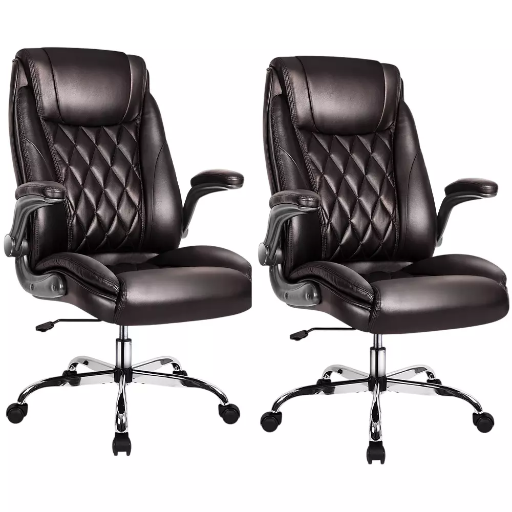 CHAIRTECH Office Conference Chair Leatherette Brown for Office & Professional Use, (Pack of 2 Pcs)
