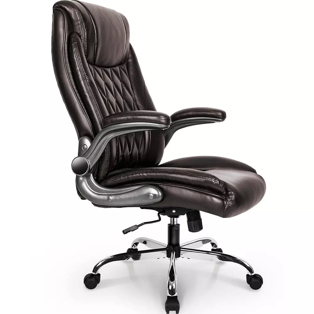 CHAIRTECH High Back Office Conference Chair Leatherette Brown Ergonomic for Office & Professional Use