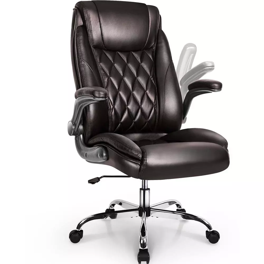 CHAIRTECH High Back Office Conference Chair Leatherette Brown Ergonomic for Office & Professional Use