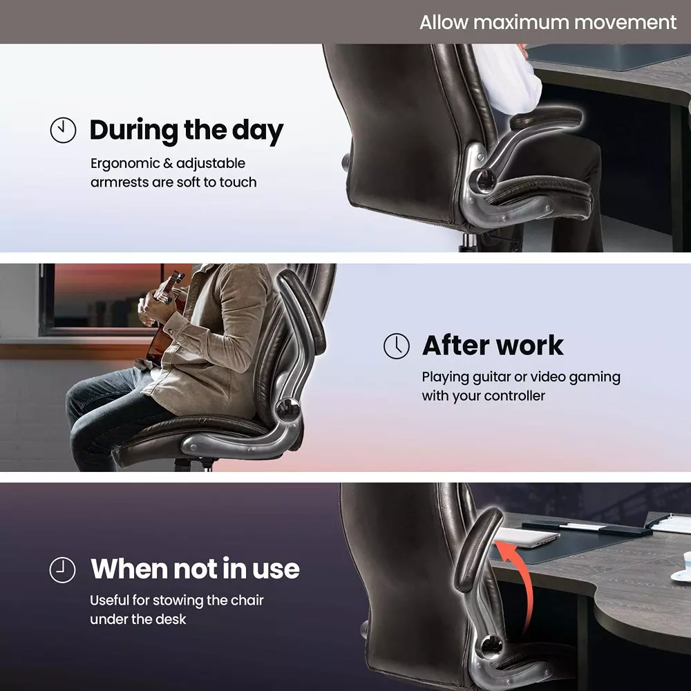 CHAIRTECH High Back Office Conference Chair Leatherette Brown Ergonomic for Office & Professional Use