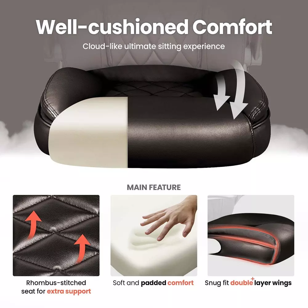 CHAIRTECH High Back Office Conference Chair Leatherette Brown Ergonomic for Office & Professional Use