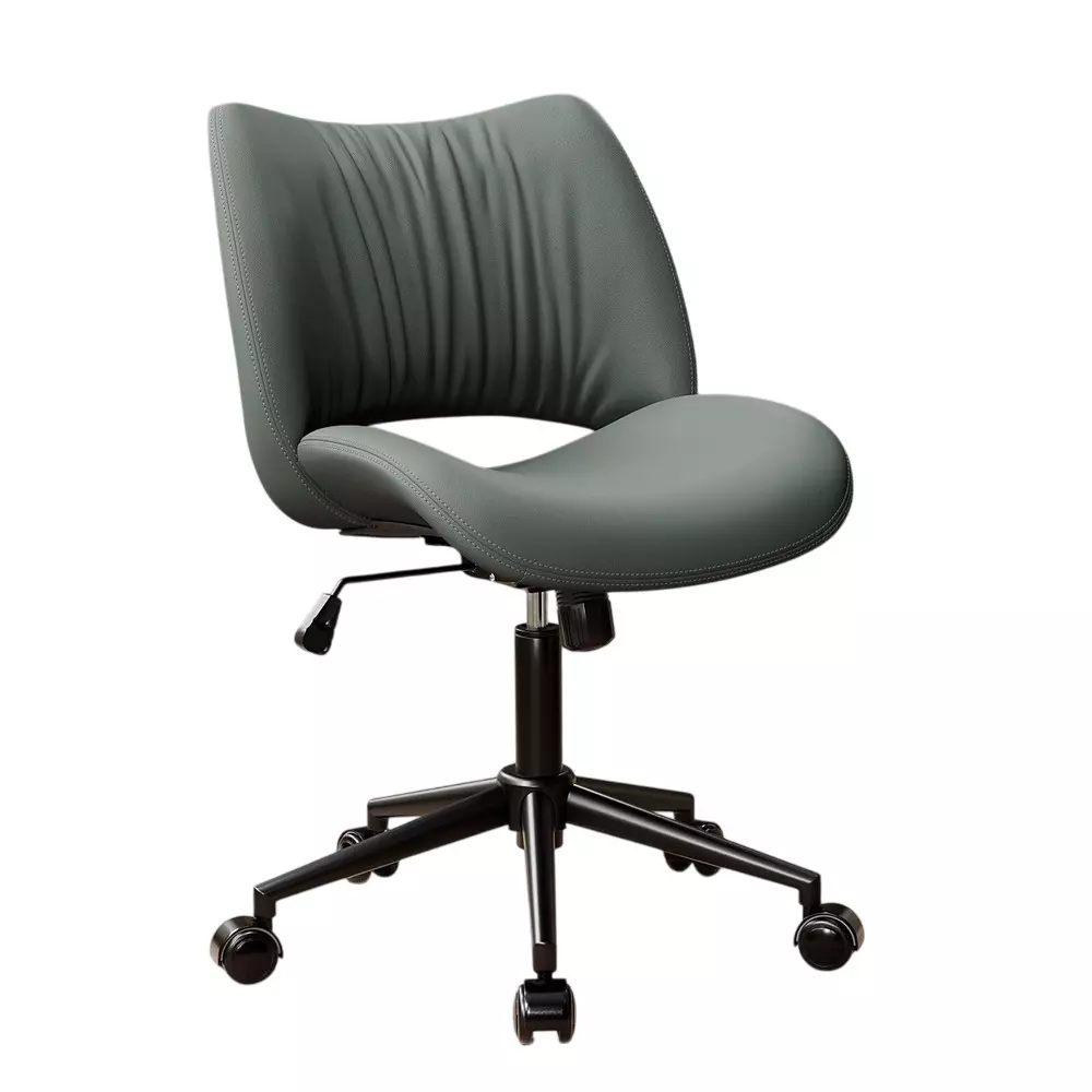 CHAIRTECH Armless Office Visitor Chair Faux Leather Grey for Office & Professional Use