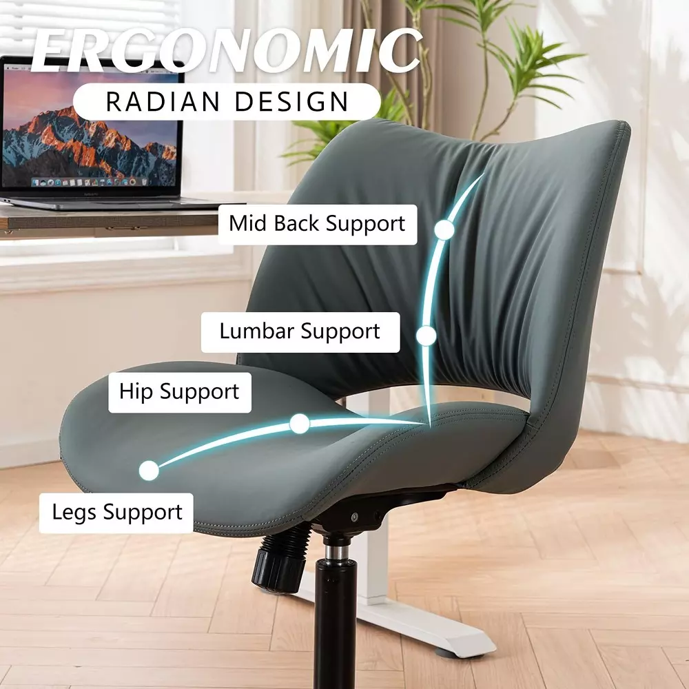 CHAIRTECH Armless Office Visitor Chair Faux Leather Grey for Office & Professional Use