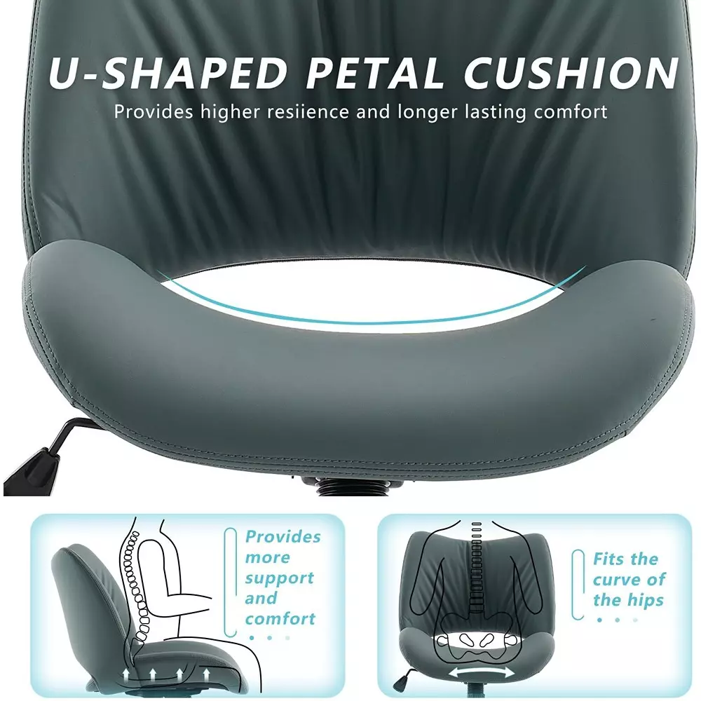 CHAIRTECH Armless Office Visitor Chair Faux Leather Grey for Office & Professional Use