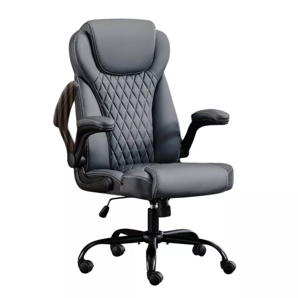 CHAIRTECH High Back Adjustable Office Conference Chair Leatherette Grey for Office & Professional Use
