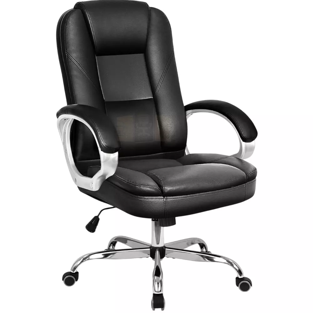 CHAIRTECH High Back Arm Adjustable Office Chair Leatherette Black for Office & Professional Use