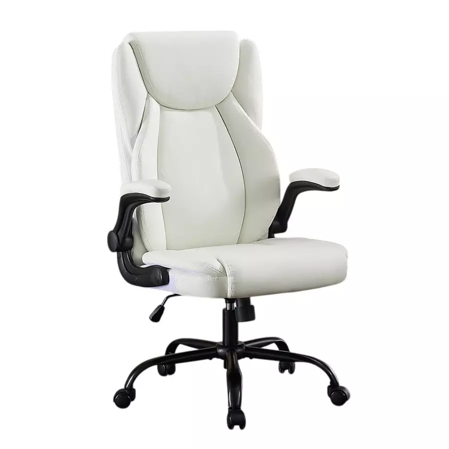 CHAIRTECH Arm Adjustable Office Computer Chair Leatherette White Ergonomic for Office & Professional Use