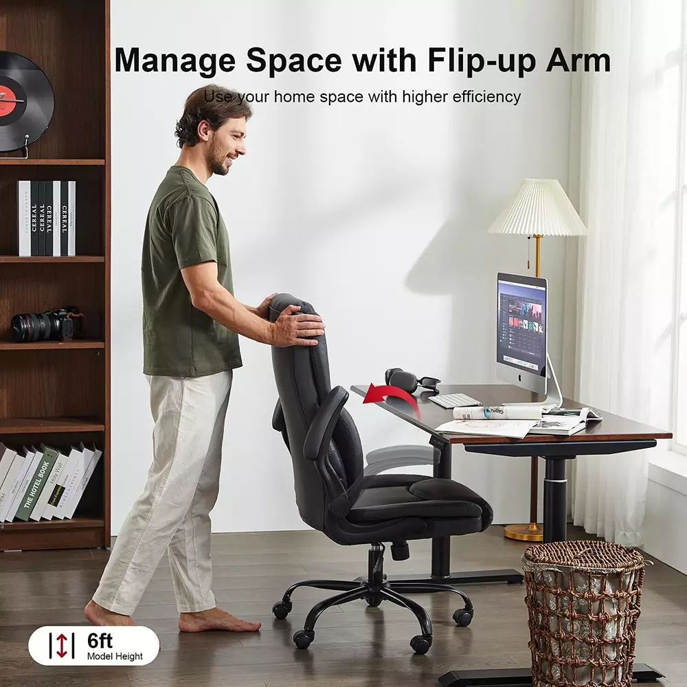 CHAIRTECH Arm Adjustable Office Computer Chair Leatherette White Ergonomic for Office & Professional Use