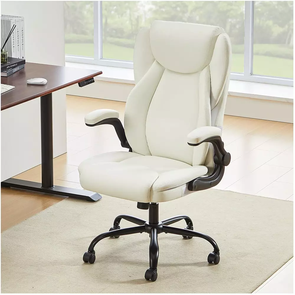 CHAIRTECH Arm Adjustable Office Computer Chair Leatherette White Ergonomic for Office & Professional Use