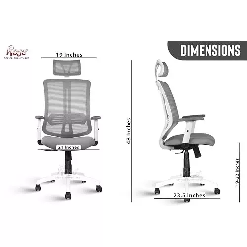 Rose Wave Ergonomic Office Chair ‎High Back Grey India