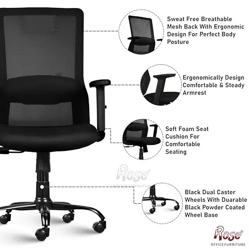 rose-filo-ergonomic-office-chair-with-armrest-mid-back-black