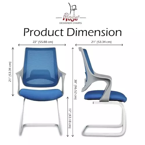 Rose Mono Visitor Chair with Metal Stand Mid Back Grey & Blue India