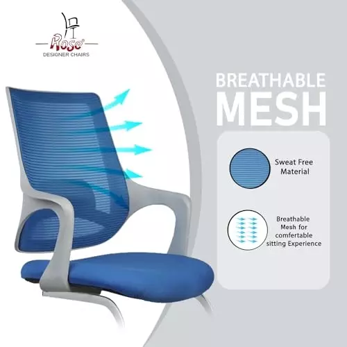 Rose Mono Visitor Chair with Metal Stand Mid Back Grey & Blue India