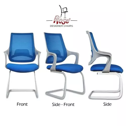 Rose Mono Visitor Chair with Metal Stand Mid Back Grey & Blue India