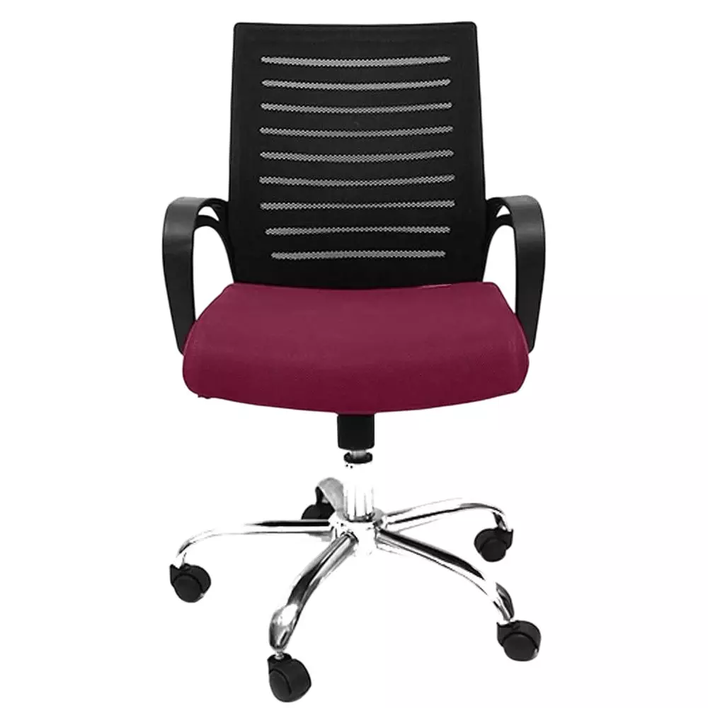 SAHANI Medium Back Ergonomic Office Chair Mesh Fabric Arm Rest Maroon, SSF-03