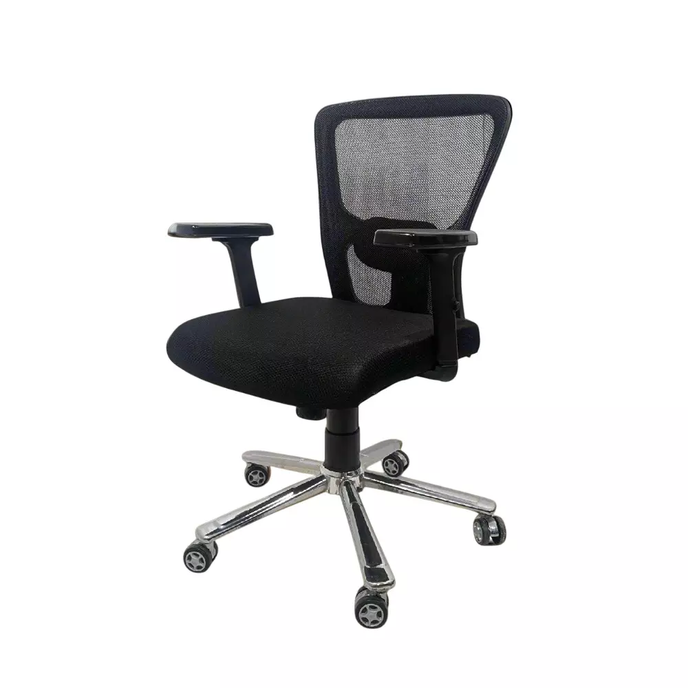 MY CUBICLES AeroFlex Office Chair Mid Back Polyurethane Foam Weight Capacity Upto 115 Kg Black, MC001