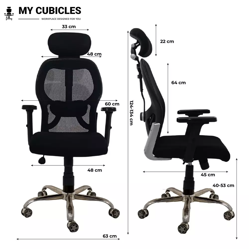 MY CUBICLES Titan Throne Matrix Ergonomic Office Chair High Back Polyurethane Foam Weight Capacity Upto 120 Kg Black, MC0053