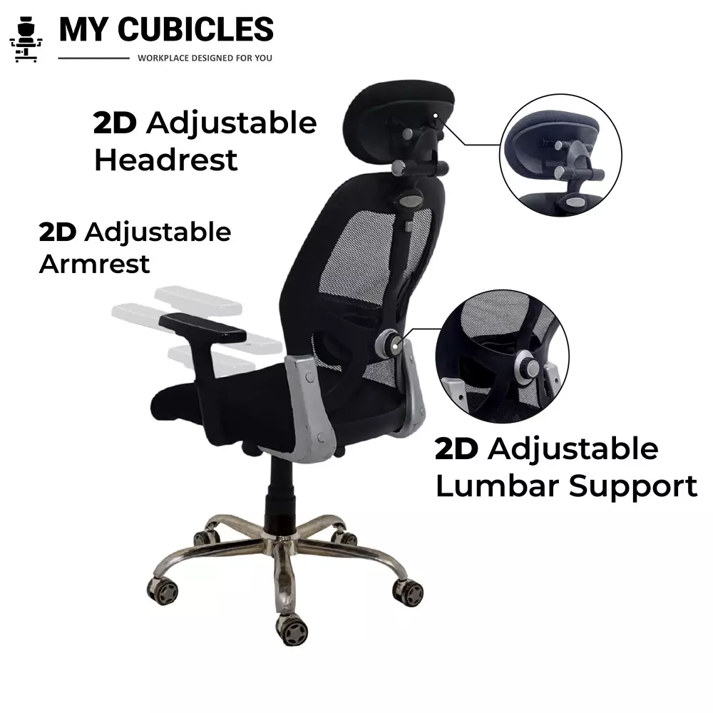 MY CUBICLES Titan Throne Matrix Ergonomic Office Chair High Back Polyurethane Foam Weight Capacity Upto 120 Kg Black, MC0053