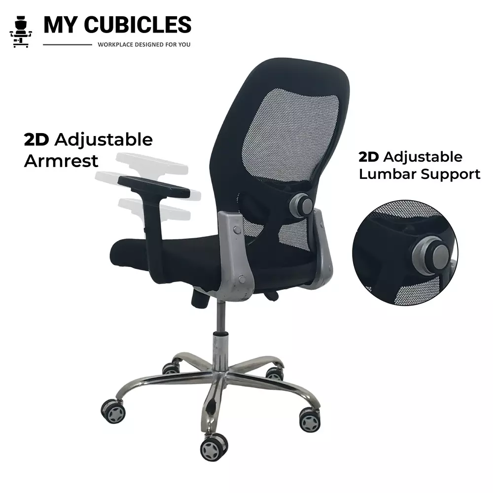 MY CUBICLES Titan Throne Matrix Office Chair Low Back Polyurethane Foam Weight Capacity Upto 120 Kg Black, MC0095