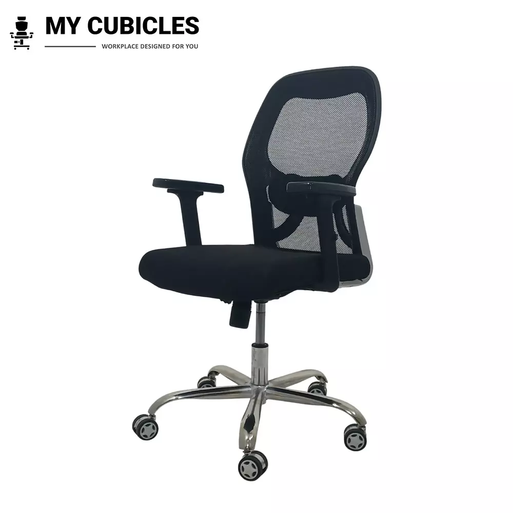 MY CUBICLES Titan Throne Matrix Office Chair Low Back Polyurethane Foam Weight Capacity Upto 120 Kg Black, MC0095
