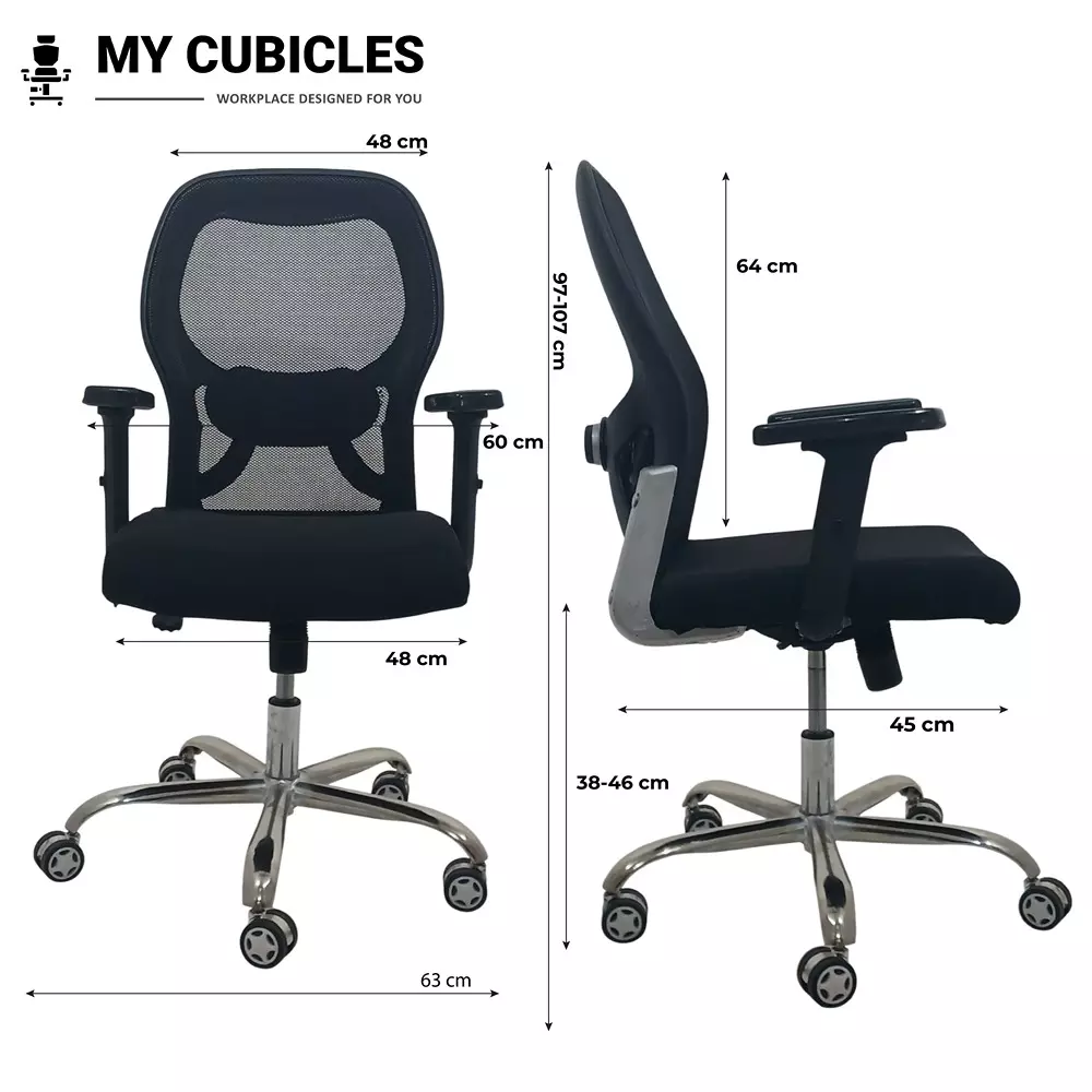 MY CUBICLES Titan Throne Matrix Office Chair Low Back Polyurethane Foam Weight Capacity Upto 120 Kg Black, MC0095