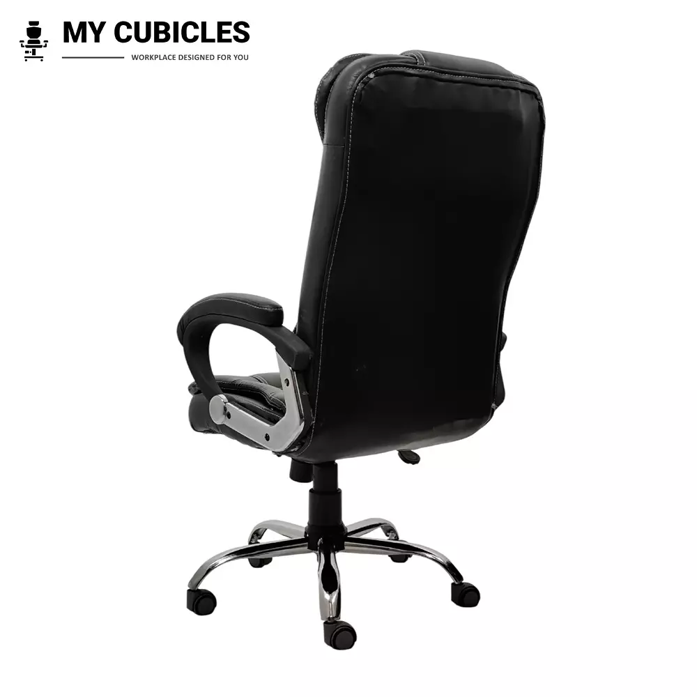 MY CUBICLES Commandra Executive Boss Chair High Back Polyurethane Foam Weight Capacity Upto 120 Kg Black, MC0082