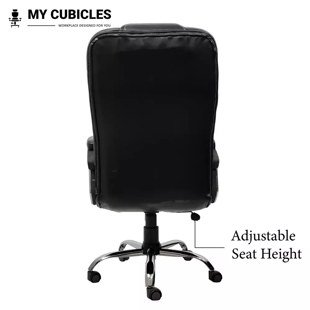MY CUBICLES Commandra Executive Boss Chair High Back Polyurethane Foam Weight Capacity Upto 120 Kg Black, MC0082