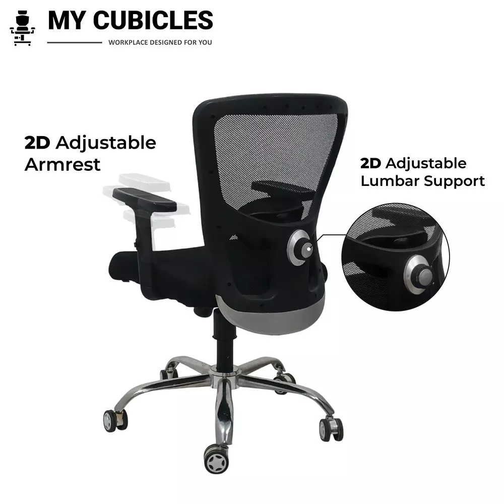 MY CUBICLES AeroFlex Office Chair Low Back Polyurethane Foam Weight Capacity Upto 115 Kg Black, MC0091