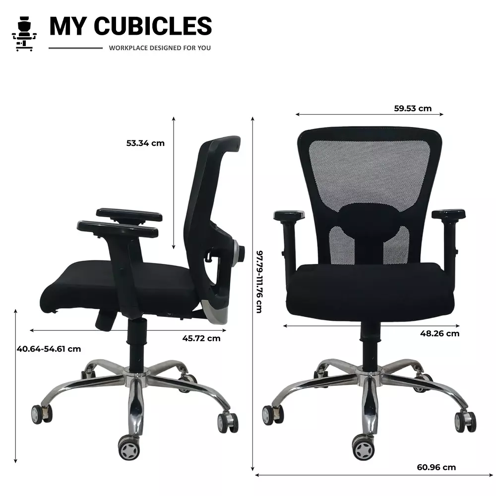 MY CUBICLES AeroFlex Office Chair Low Back Polyurethane Foam Weight Capacity Upto 115 Kg Black, MC0091