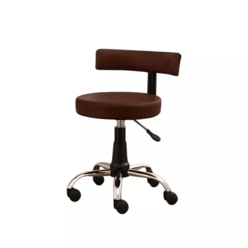 NEWTURN Ketto Revolving Mid Back Swivel Stool Chair Armless Metal Base Synthetic Leather Brown Rexine for Office, Home & School Use