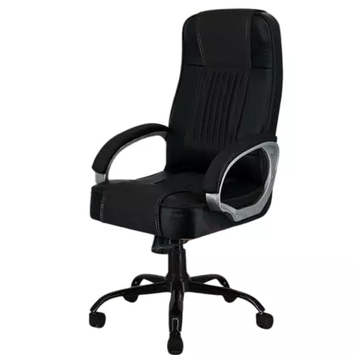 NEWTURN Paris Revolving High Back Arm Rest Office Chair Metal Base Premium Leatherette Black for Office, Home & School Use