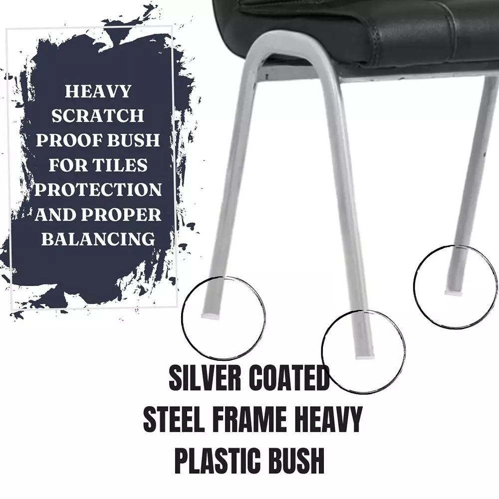 Zidle Glance Visitor Dining Chair Set Faux Leatherette Solid Back Black for Living Room, Dining, Restaurant, Study, Balcony, Kitchen (Pack of 2)