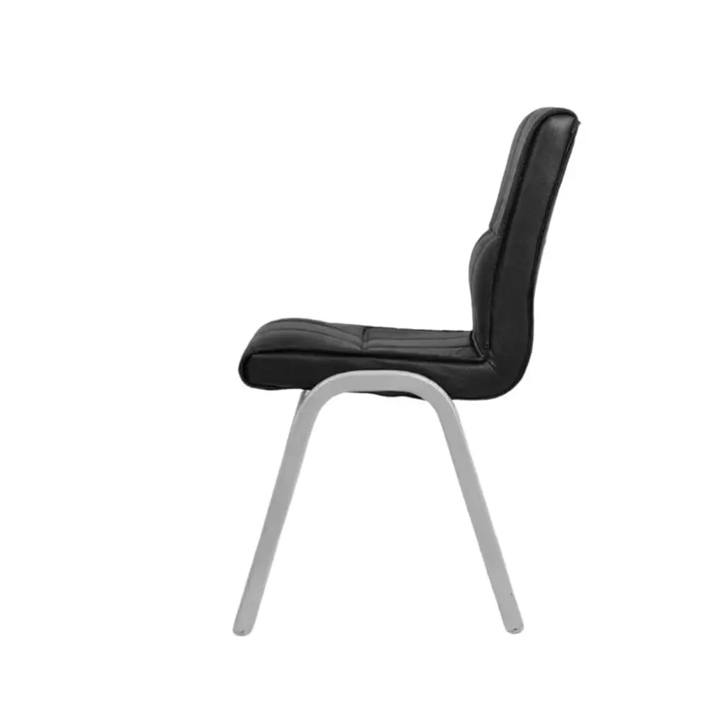 Zidle Glance Visitor Dining Chair Set Faux Leatherette Solid Back Black for Living Room, Dining, Restaurant, Study, Balcony, Kitchen (Pack of 2)