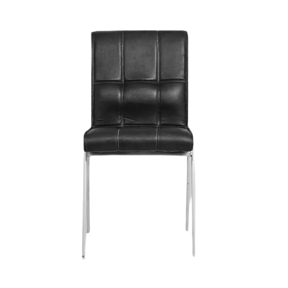 Zidle Glance Visitor Dining Chair Set Faux Leatherette Solid Back Black for Living Room, Dining, Restaurant, Study, Balcony, Kitchen (Pack of 2)