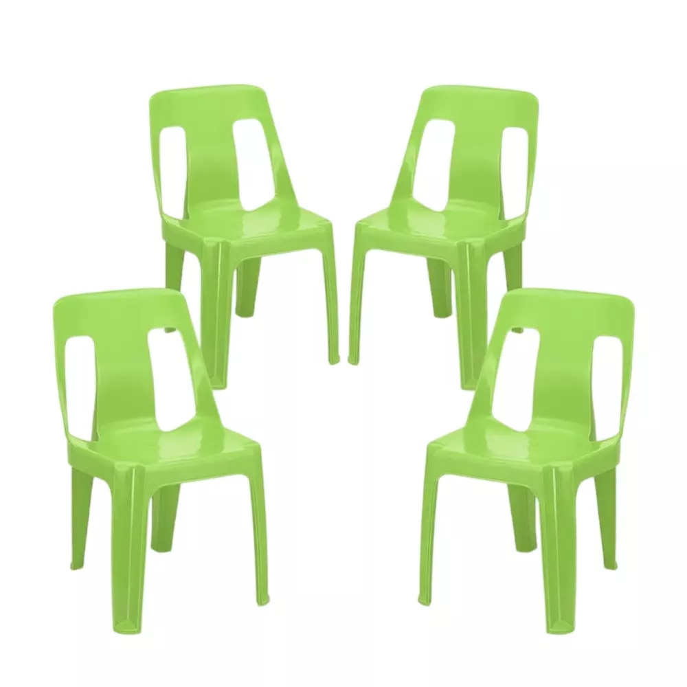Maharaja Bahubali Stylish Heavy Duty Plastic Chairs Stackable & Armless 53x44x79 cm, Green (Pack of 4 Pcs)