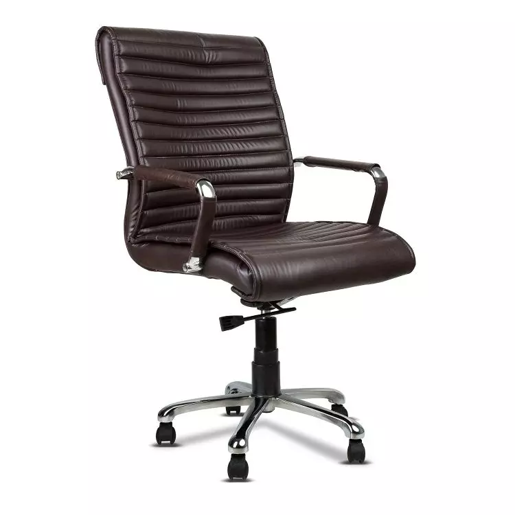 Ib basics Brown Leatherette Medium Back Ergonomicanomic Desk Chair