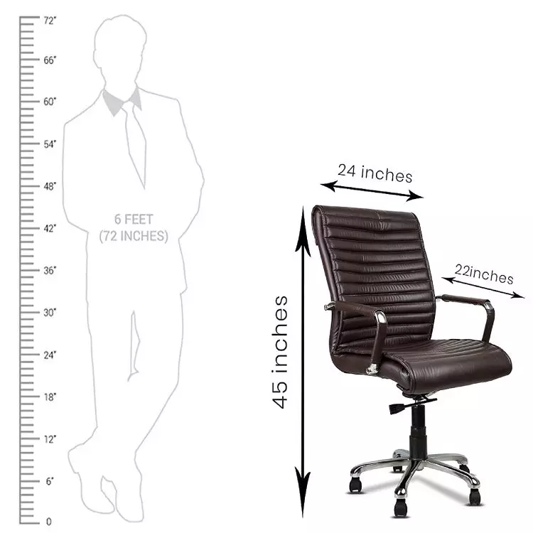 Ib basics Brown Leatherette Medium Back Ergonomicanomic Desk Chair