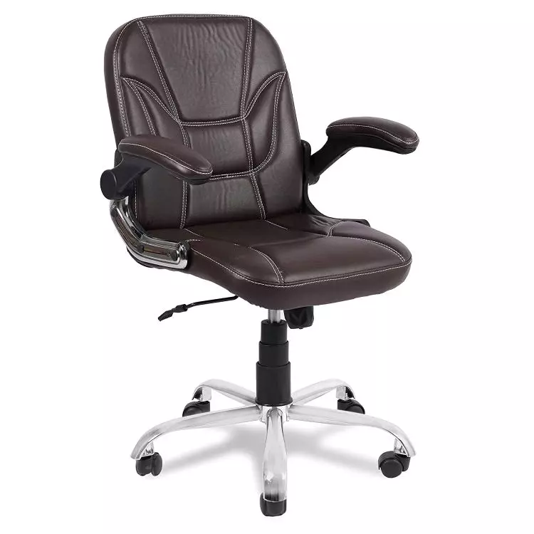 Ib basics Dark Bown Leatherette tudzy Low Back Office Desk Chair