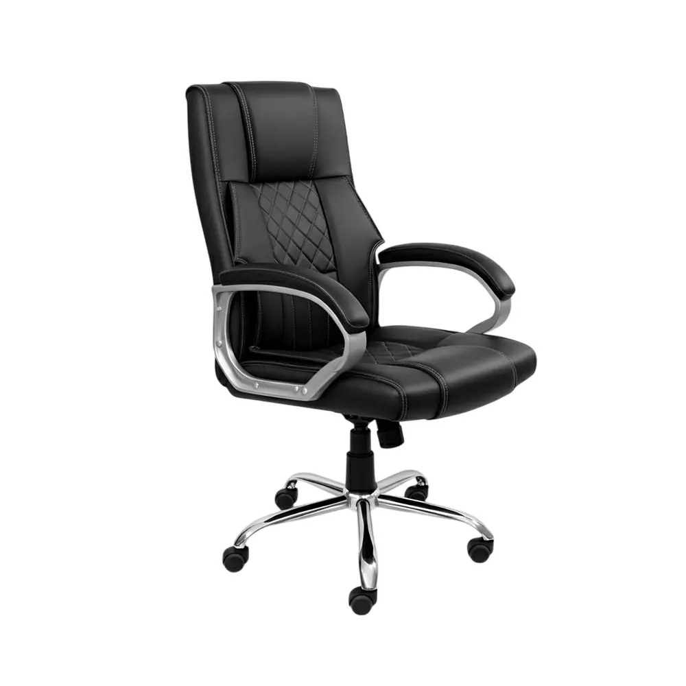 Activa Kim Ergonomic Office Chair with Padded Seat & Arm Rest High Back Premium Leatherette Black for Home & Office Use