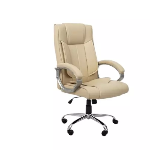 Activa Kylie Ergonomic Boss Chair with Padded Seat & Arm Rest High Back Premium Leatherette & PU Foam Beige for Home, Gaming & Office Use